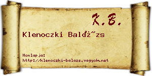 Klenoczki Balázs névjegykártya